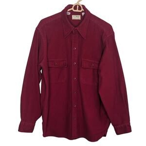 Vintage L.L. Bean red chamois shirt shacket button down pockets sz 16.5